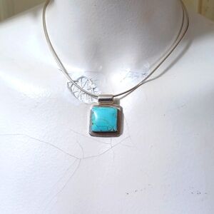 South Western  Turquoise    Stone & Sterling‎ Silver Snake Chain   17.5  Grams